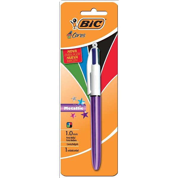 Caneta Esferográfica BIC 4 Cores Metallic Corpo RX
