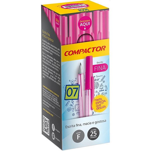 Caneta Esferográfica 0,7MM PINK - Caixa com 25