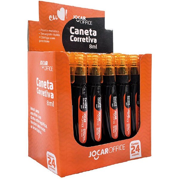 Caneta Corretiva Jocar Office 8ML - Caixa com 24 Unidades