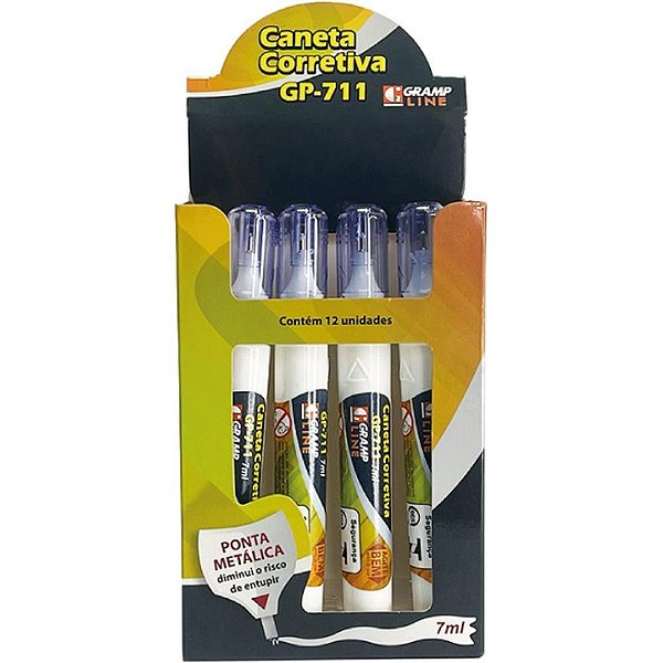 Caneta Corretiva GP-711 7ML Ponta de Metal Caixa com 12