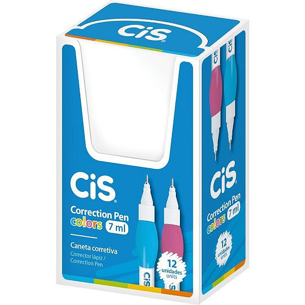 Caneta Corretiva CIS Correction Pen Colors 7ML - Caixa com 12
