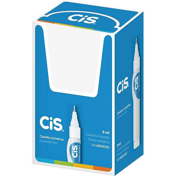 Caneta Corretiva CIS Correction Pen 9ML Metal Caixa com 12