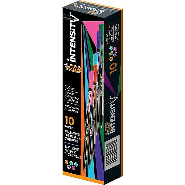 Caneta com Ponta Porosa BIC Intensity 0.4MM Sortidas - Caixa com 10