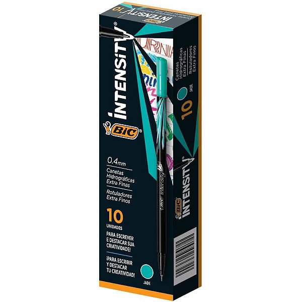 Caneta com Ponta Porosa Intensity 0.4MM Azul Turquesa Caixa com 10