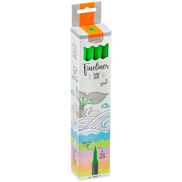 Caneta com Ponta Porosa Fineliner 04MM Verde Neon CX com 12