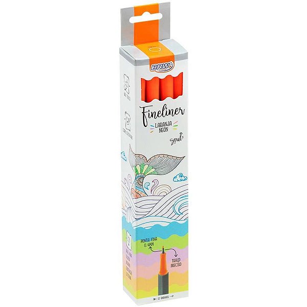 Caneta com Ponta Porosa Fineliner 04MM Laranja Neon CX com 12