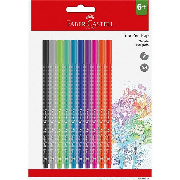 Caneta com Ponta Porosa Fine Pen POP 10 Cores