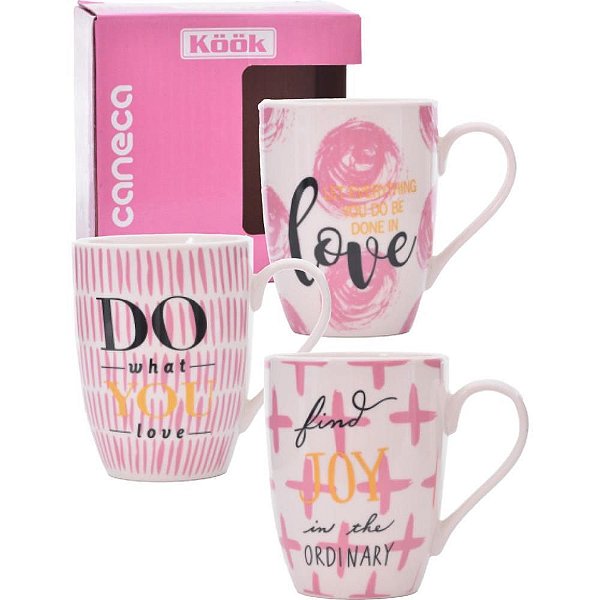 Caneca Decorada Porcelana Poa Color 340ML