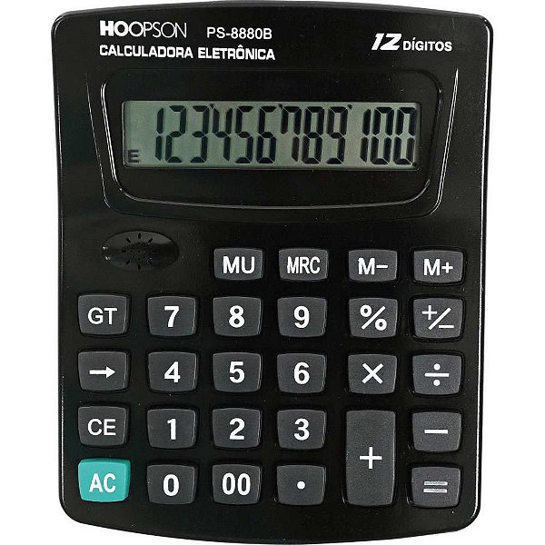 Calculadora de Mesa 12 Dígitos Preta com Pilha