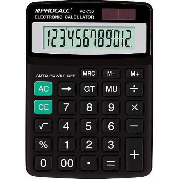 Calculadora de Mesa 12 Dígitos PC730 Preta