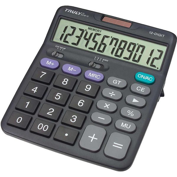 Calculadora de Mesa 12 Dígitos com Botão LIGA/DESLIGA e Capa