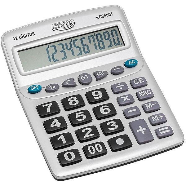 Calculadora de Mesa 12 Dígitos 20,5X15,9X4,4CM Prata