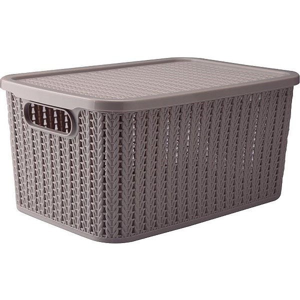 Caixa Plástica Multiuso Trama BOX Cinza 14L