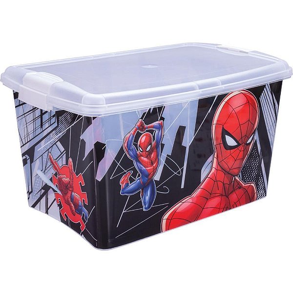 Caixa Plástica Multiuso HOMEM-ARANHA com Trava - 46L