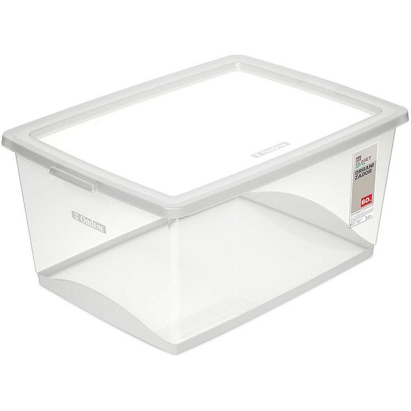 Caixa Plástica Multiuso Cristal 60L com Trava - 63X41X30,5CM