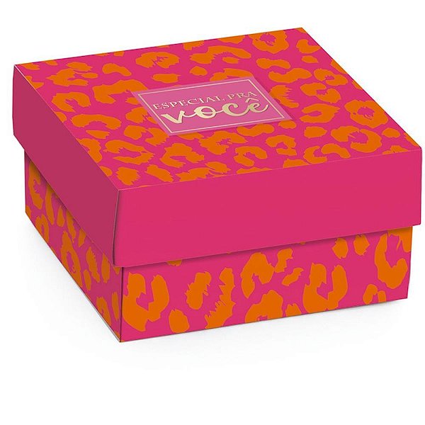 Caixa para Presente com Tampa Mini Quadrada 12X12X4 Feline Pacote com 10