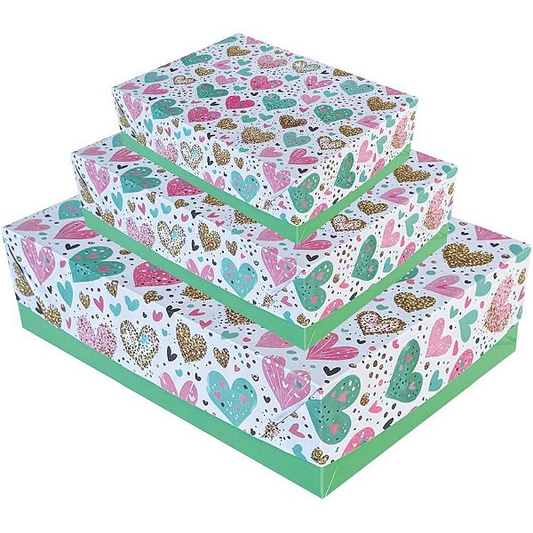 Caixa para Presente com Tampa Média 26X19X7,5CM - Pacote com 16 Unidades