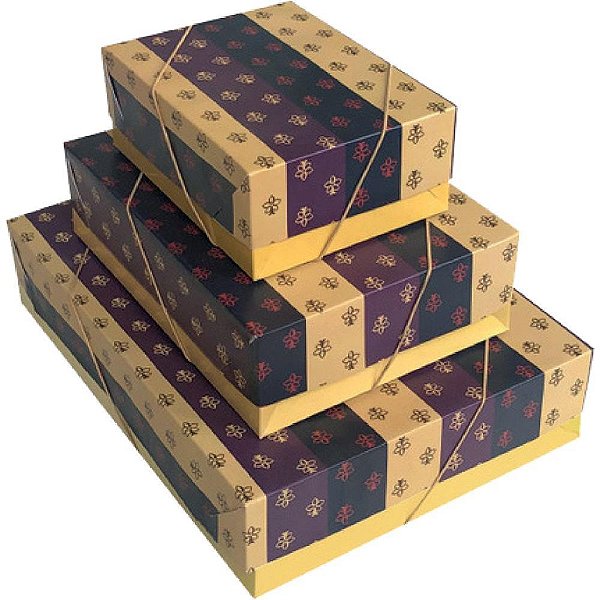 Caixa para Presente com Tampa Média 19X26X7,5CM Estampada com Elástico - Pacote com 16 Unidades