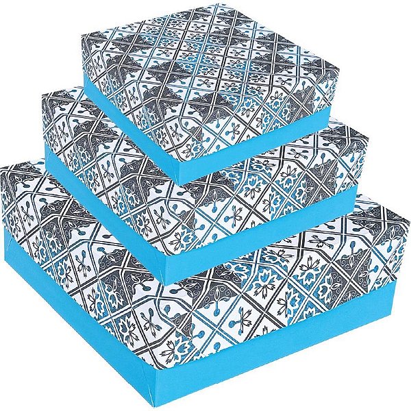 Caixa para Presente com Tampa Grande 28X28X10CM - 4 Modelos Sortidos - Pacote com 12 Unidades