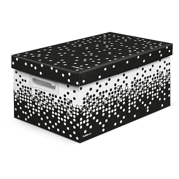 Caixa Organizadora Decorada DOTS Preta MD 37X28X21CM