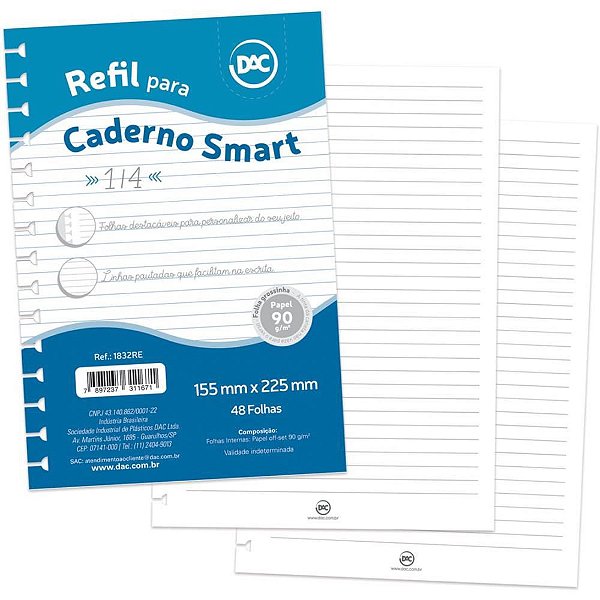 Caderno Refil SMART Colegial Branco 48 Folhas