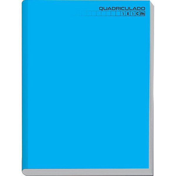 Caderno Quadriculado Universitário 1X1CM 48 Folhas Brochurão Capa Dura Azul - Pacote com 05