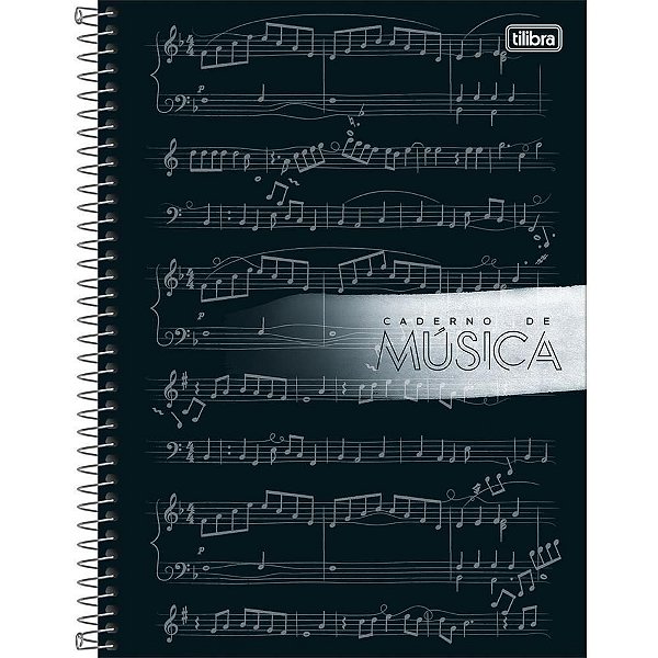 Caderno de Música Universitário Capa Dura 80 Folhas Pacote com 05