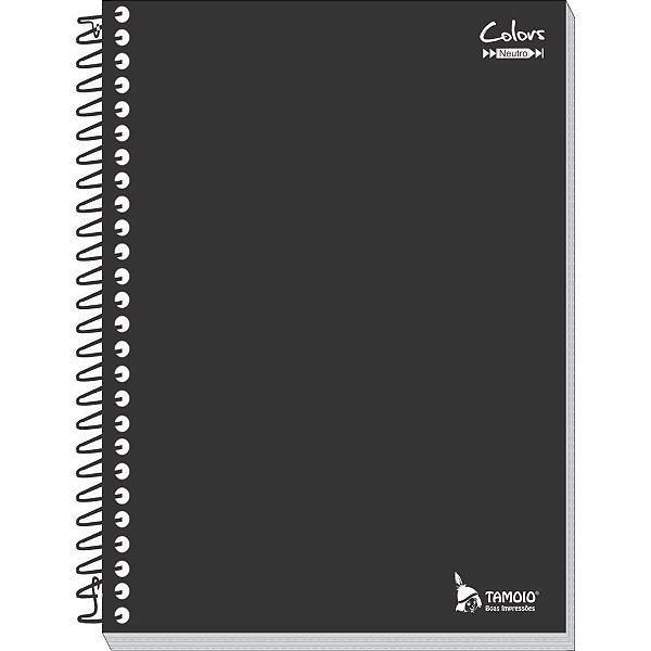 Caderno Espiral 1/4 Capa Dura Neutro Preto 96 Folhas Pacote com 05