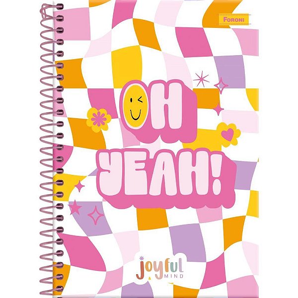 Caderno Espiral 1/4 Capa Dura Joyful MIND 80 Folhas - Pacote com 05 Unidades