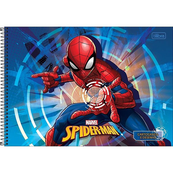 Caderno de Desenho Espiral Capa Dura SPIDER-MAN 80 Folhas - Pacote com 4 Unidades