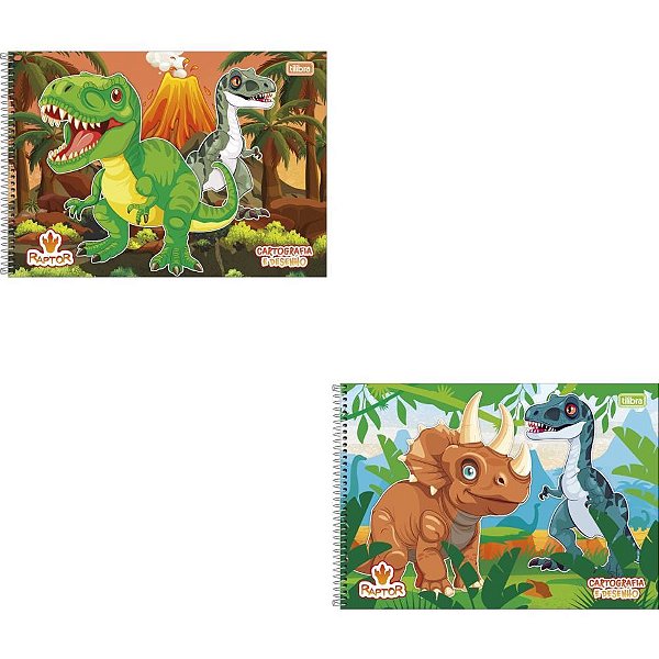 Caderno de Desenho Universitário Capa Dura Raptor 80 Folhas Pacote com 04