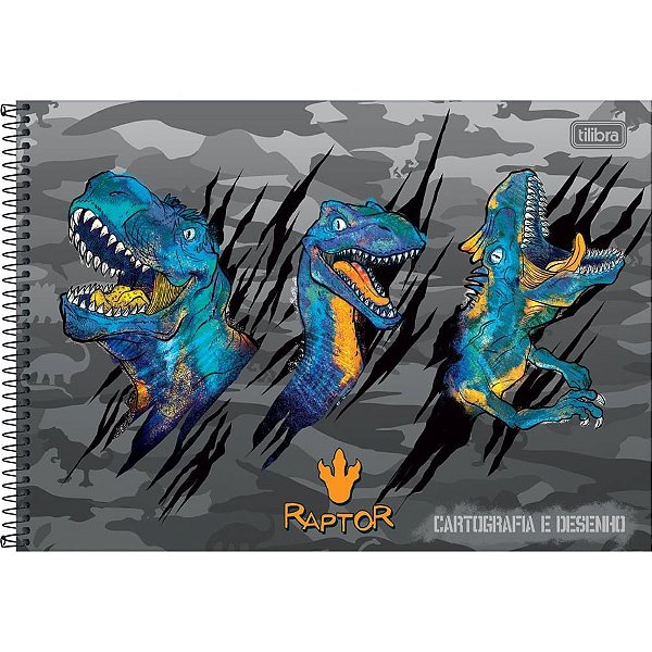 Caderno de Desenho Universitário Capa Dura Raptor 80 Folhas Pacote com 04