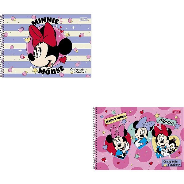 Caderno Desenho Universitário Capa Dura Minnie 80 Folhas Pacote com 04