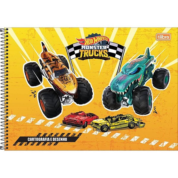 Caderno Desenho UNIV Capa Dura HOT Wheels Monster TRUCKS 80F PCT com 04