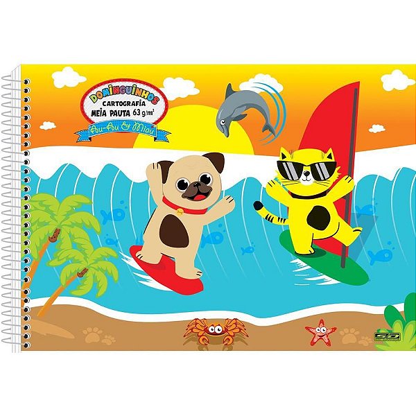 Caderno Desenho UNIV Capa Dura Dominguinhos Meia Pauta 40F PCT com 05