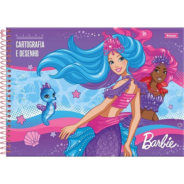 Caderno Desenho UNIV Capa Dura Barbie Mermaid Power 80FLS PCT com 05