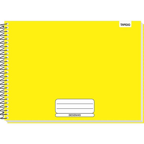 Caderno de Desenho Universitário Capa Dura Amarelo Liso 48 Folhas Espiral - Pacote com 04