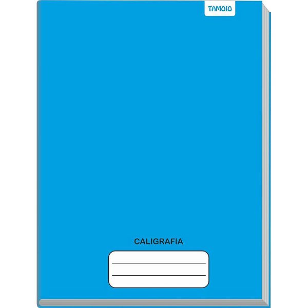 Caderno de Caligrafia Capa Dura Liso 48 Folhas 1/4 Brochura Horizontal Azul - Pacote com 5 Unidades