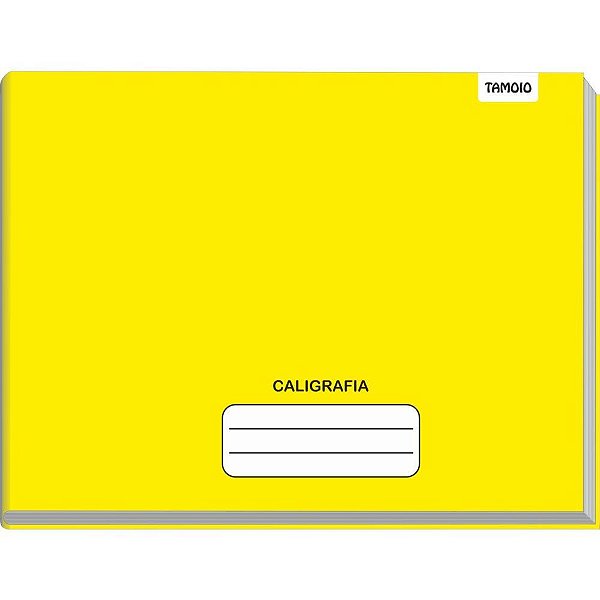 Caderno de Caligrafia Capa Dura Liso Horizontal 1/4 Brochura 48 Folhas Amarelo - PCT com 05