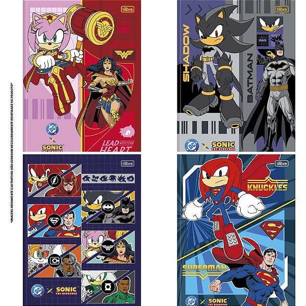 Caderno Brochurão Capa Dura Sonic 80 Folhas Pacote com 05