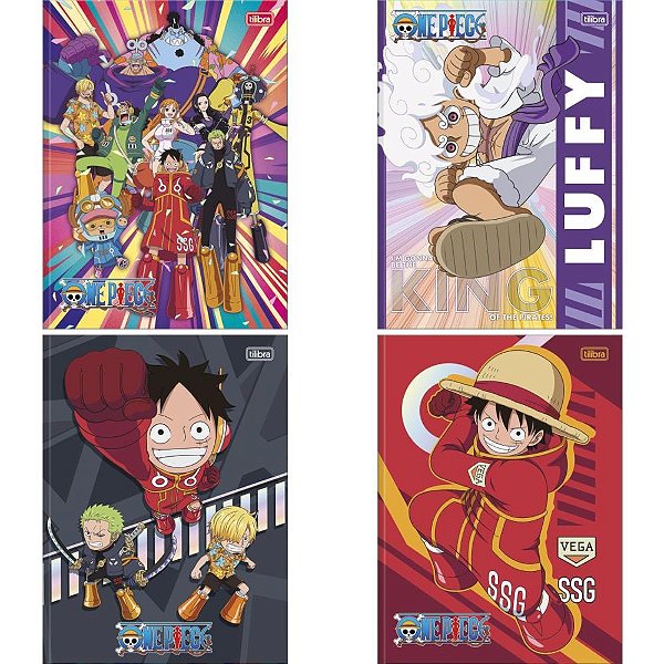 Caderno Brochurão Capa Dura ONE Piece 80 Folhas Pacote com 05