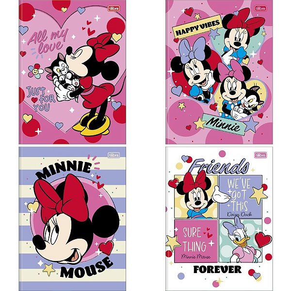 Caderno Brochurão Capa Dura Minnie 80 Folhas - Pacote com 05