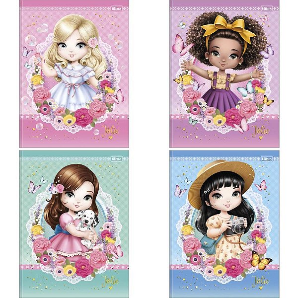 Caderno Brochurão Capa Dura Jolie 80 Folhas - Pacote com 05