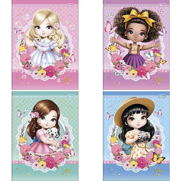 Caderno Brochura Capa Dura Jolie 48 Folhas Pacote com 05