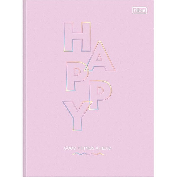 Caderno Brochurão Capa Dura HAPPY 80 Folhas Gofrado Pacote com 05