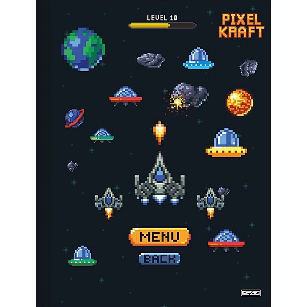 Caderno Brochura 1/4 Capa Dura Pixel KRAFT 80F PCT com 05