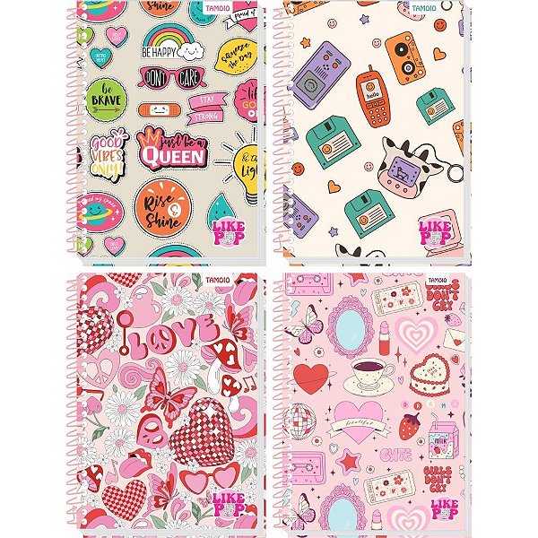 Caderno 15X1 Capa Dura Like POP 240 Folhas - Pacote com 04 Unidades