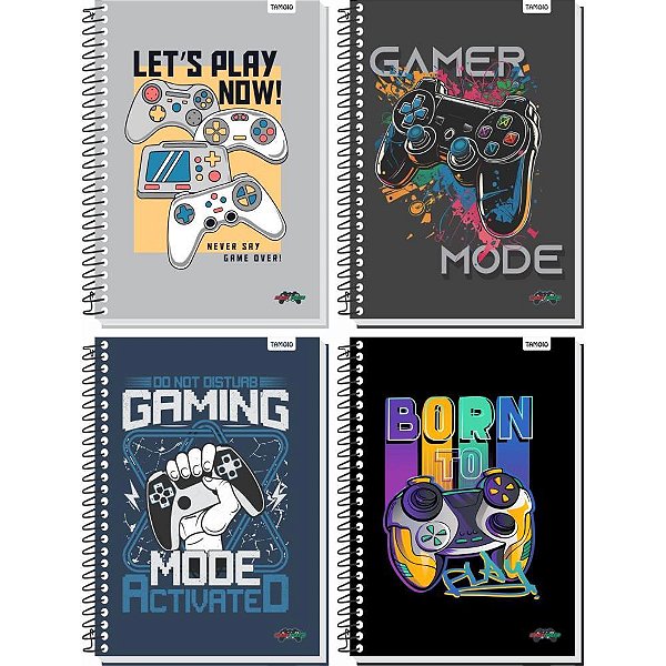 Caderno 15X1 Capa Dura Game OVER 240 Folhas - Pacote com 4 Unidades