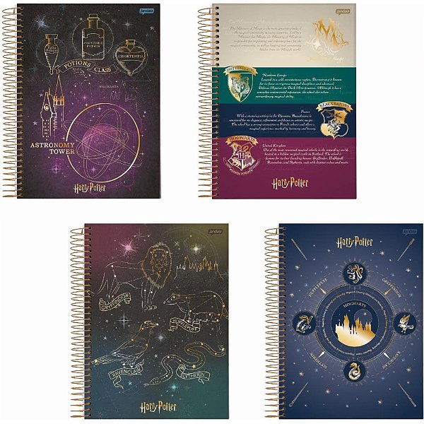 Caderno 10X1 Capa Dura Colegial HARRY Potter 160 Folhas - Pacote com 5 Unidades