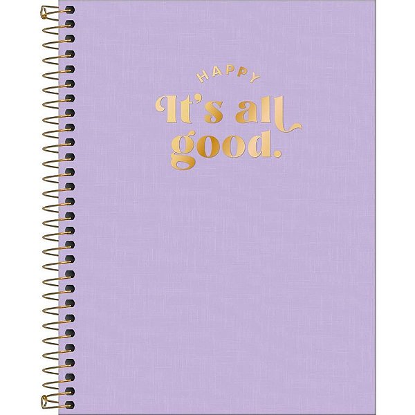 Caderno 10X1 Capa Dura Colegial HAPPY PP Lilás 160FL PCT com 04